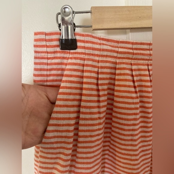 LOFT 100% linen pleated striped mini skirt spring summer pink size 2 - Picture 2 of 8